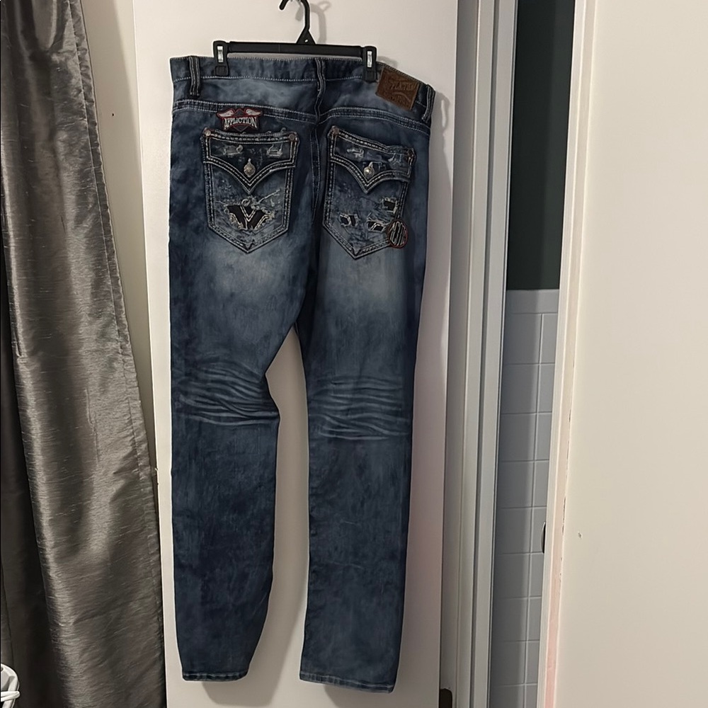 Affliction Men's Distressed Blue Jeans